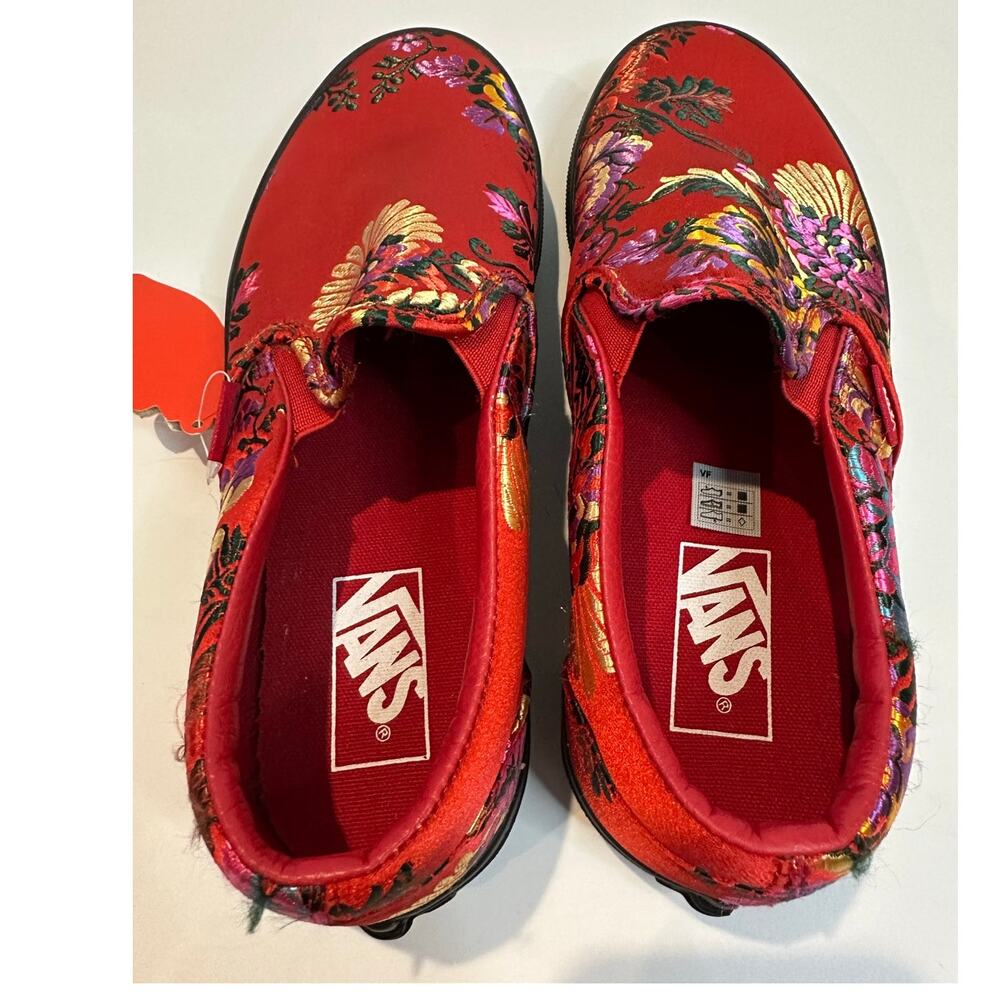 Vans Classic Slip-On Festival Embroidered Satin Sneakers Women’s 9 Red NWOB - Picture 10 of 10